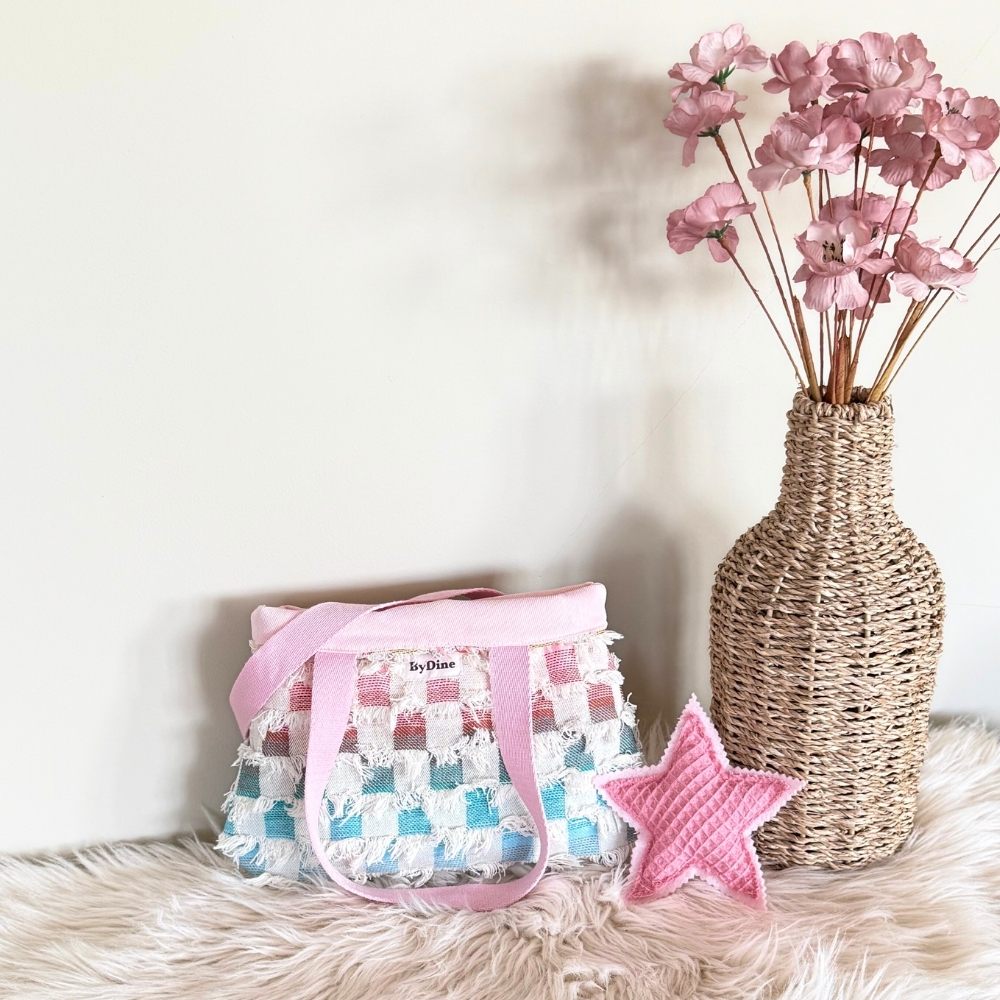 Kids mini shopper in vrolijke boho kleuren reversible te dragen handgemaakt BYDINE